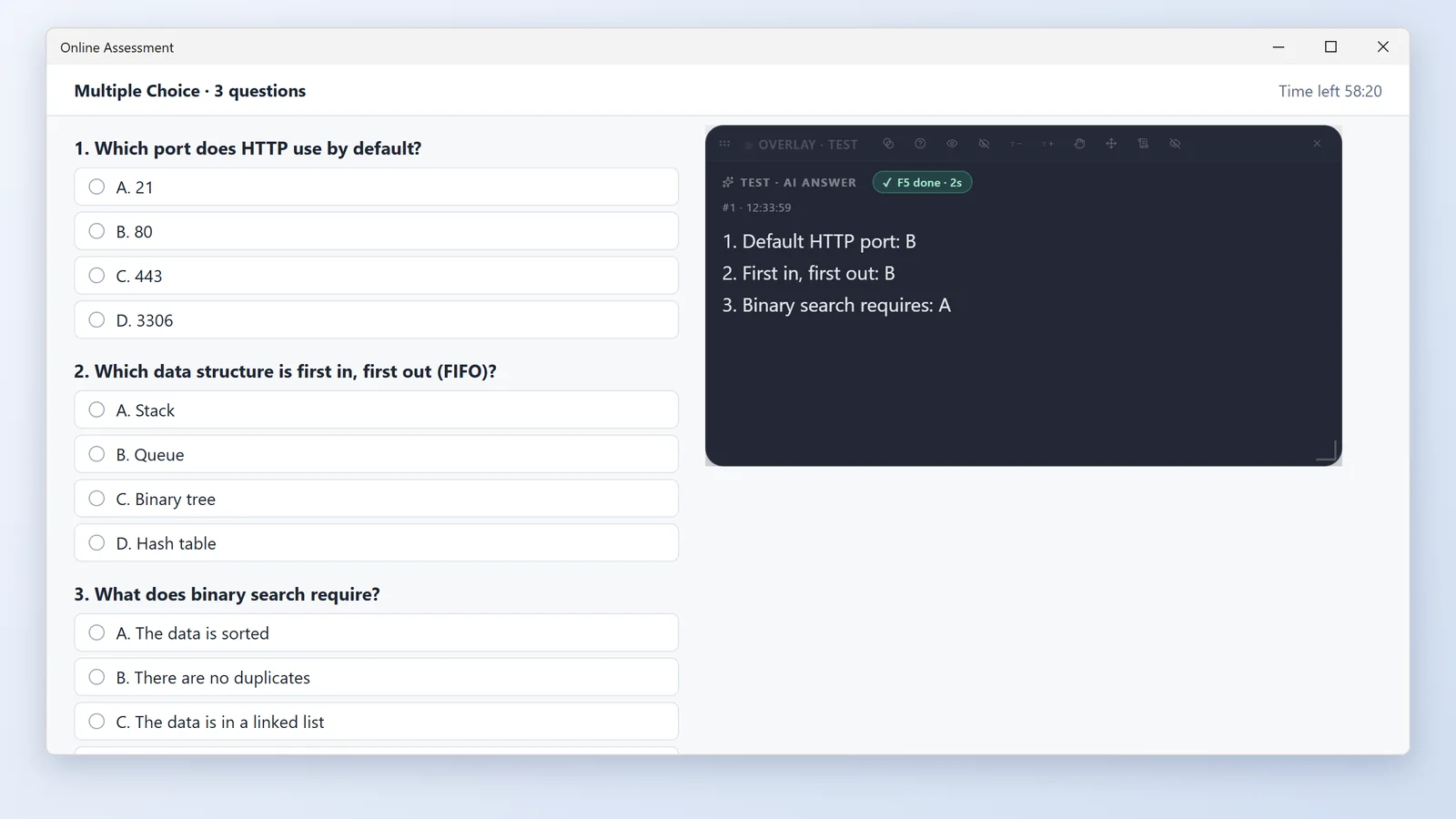 CalmRound online test answers (demo data): question numbers, answers and explanations